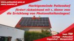 Marktgemeinde Pottendorf fördert ab sofort die Errichtung von privaten Photovoltaikanlagen!