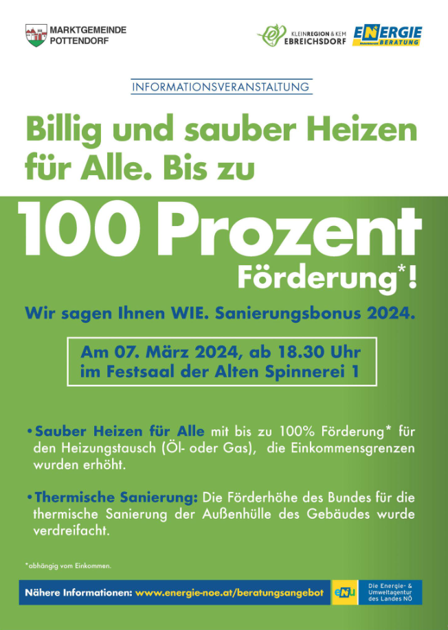 Einladung zum Infoabend: Sauber heizen! - SPÖ Pottendorf